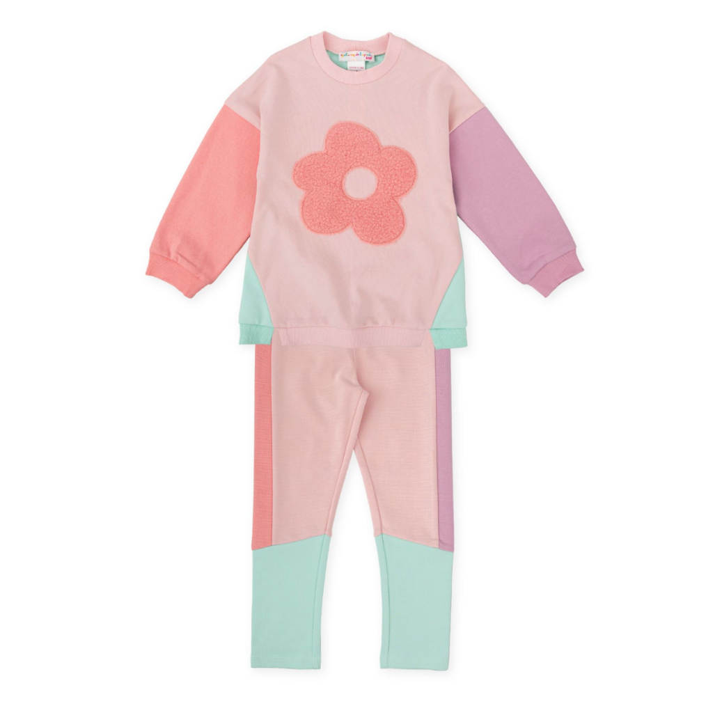 AW25 Agatha Ruiz De La Prada Baby Pink Purple & Green Colour Block Flower Tracksuit