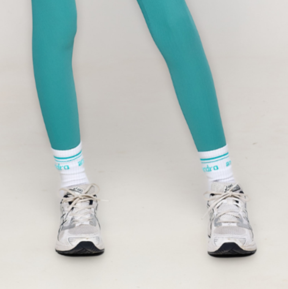 AW25 Ansandro Midnight Teal & White Logo Socks