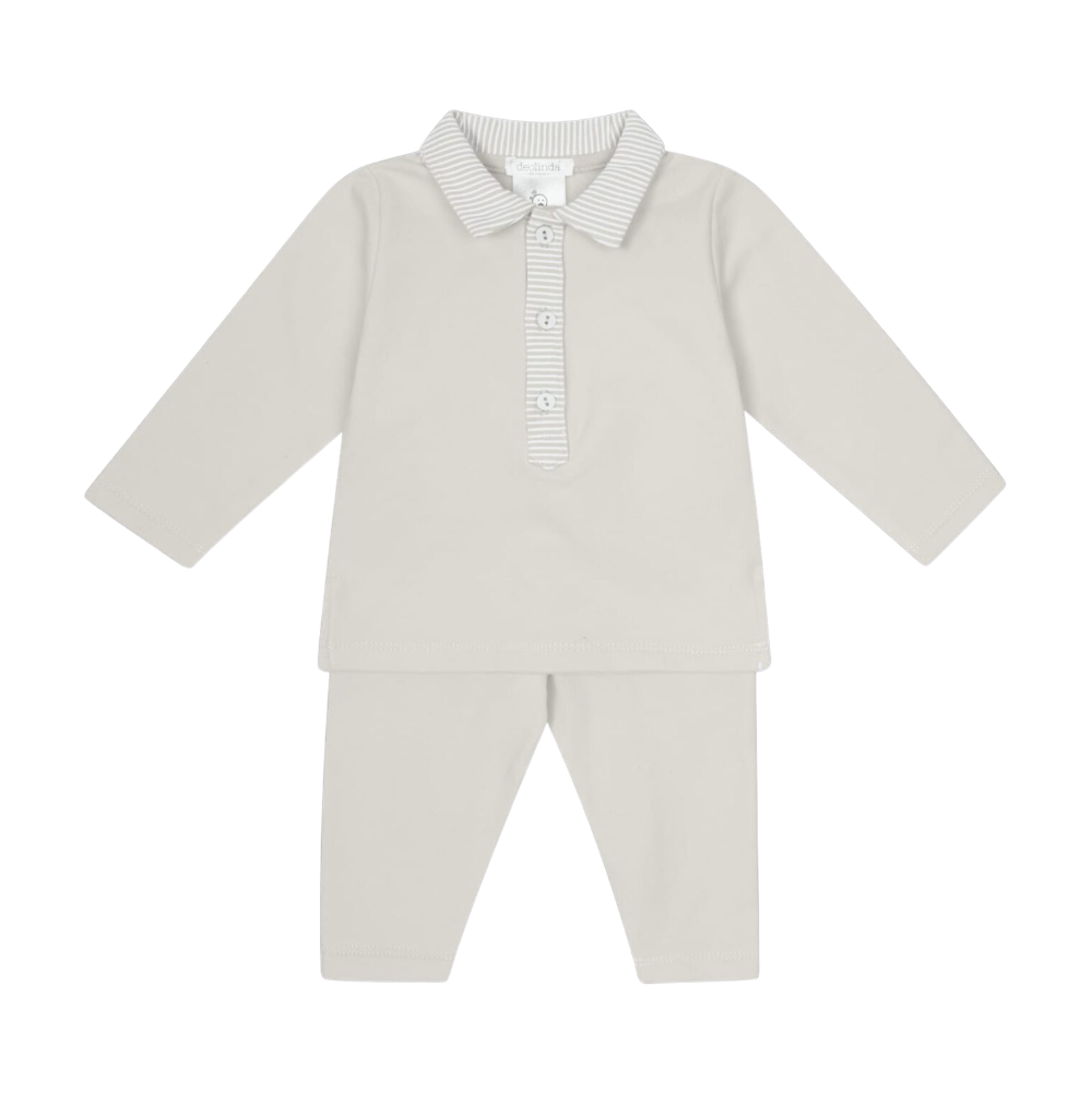 AW25 Deolinda Beige & White Striped Collar Button Tracksuit