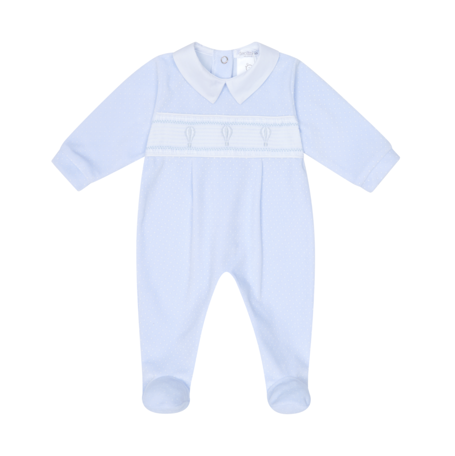 AW25 Deolinda Blue & White Hot Air Balloons Babygrow