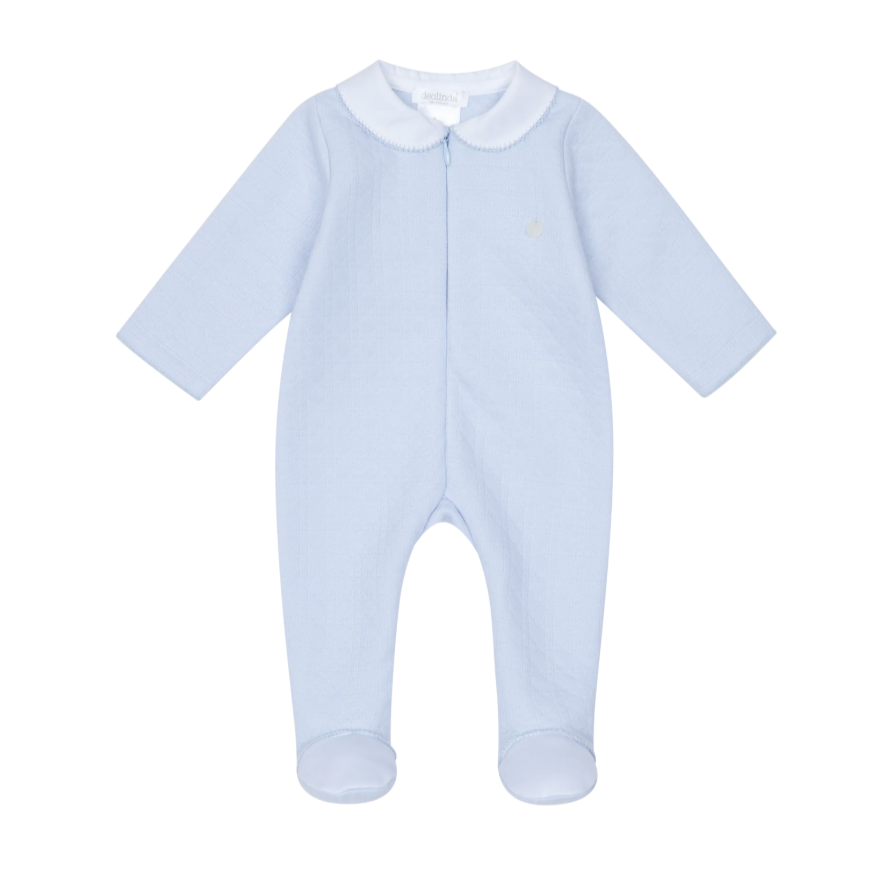 AW25 Deolinda Blue & White Collar Zip Babygrow