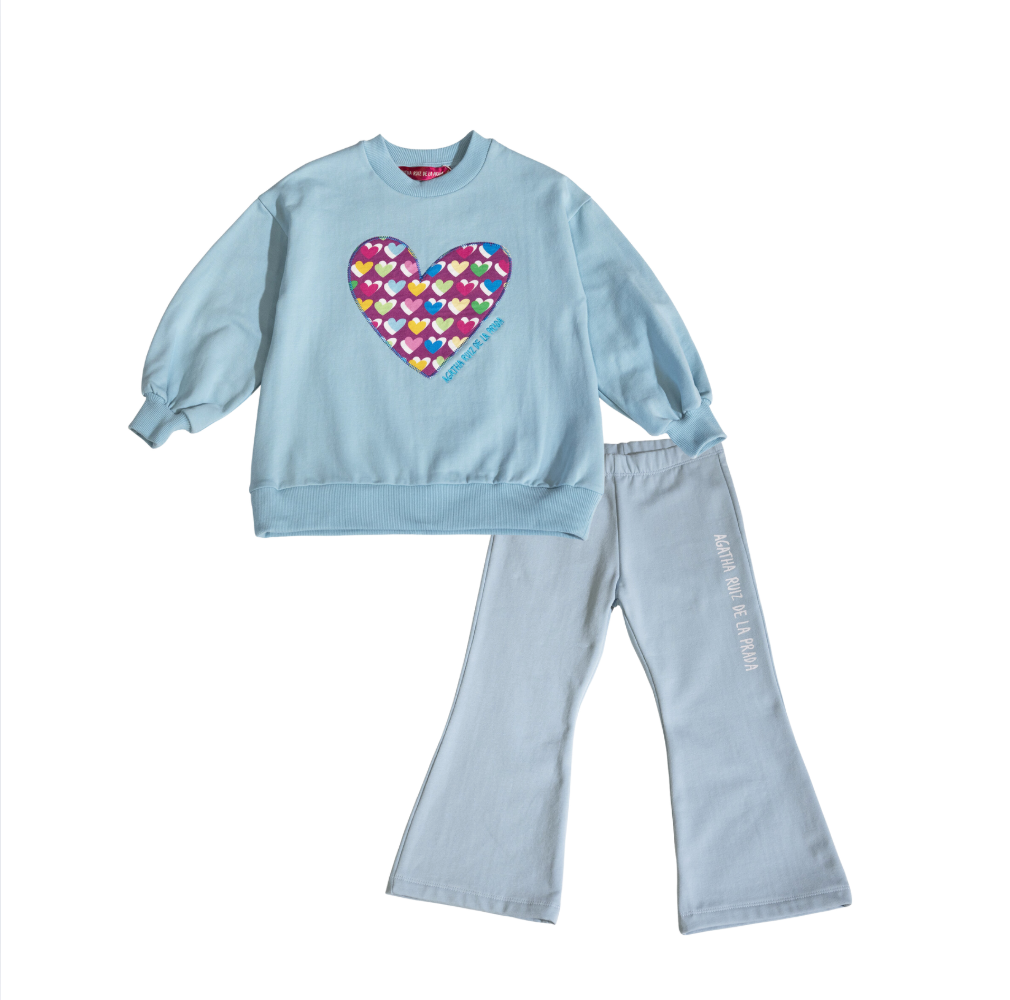 AW25 Agatha Ruiz De La Prada Junior Blue & Purple Multicoloured Hearts Flares Set