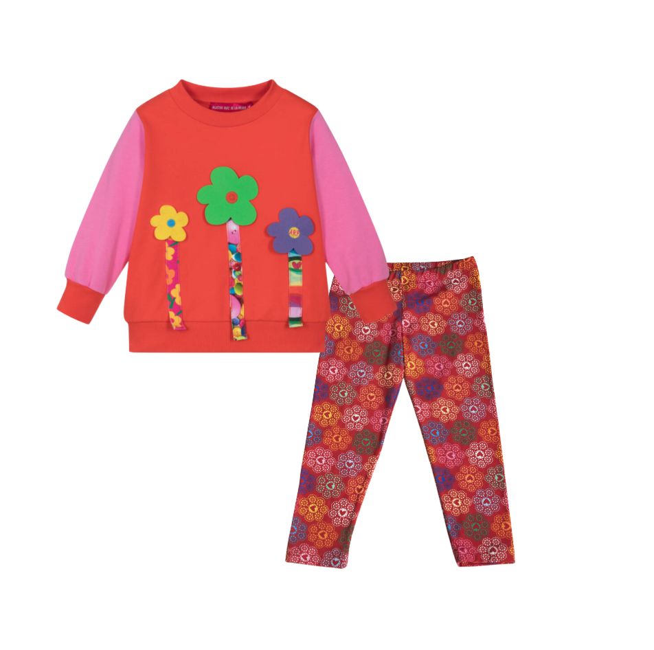 AW25 Agatha Ruiz De La Prada Junior Multicoloured Flowers & Hearts Leggings Set