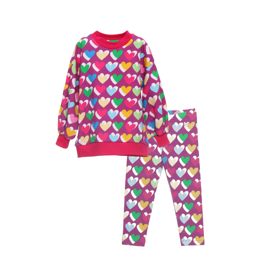 AW25 Agatha Ruiz De La Prada Junior Purple Multicoloured Heart Print Leggings Set