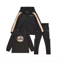 AW25 Mitch & Son JNR LUCAS & LEWIS Black & Beige Circle Logo Three Piece Zipper Tracksuit