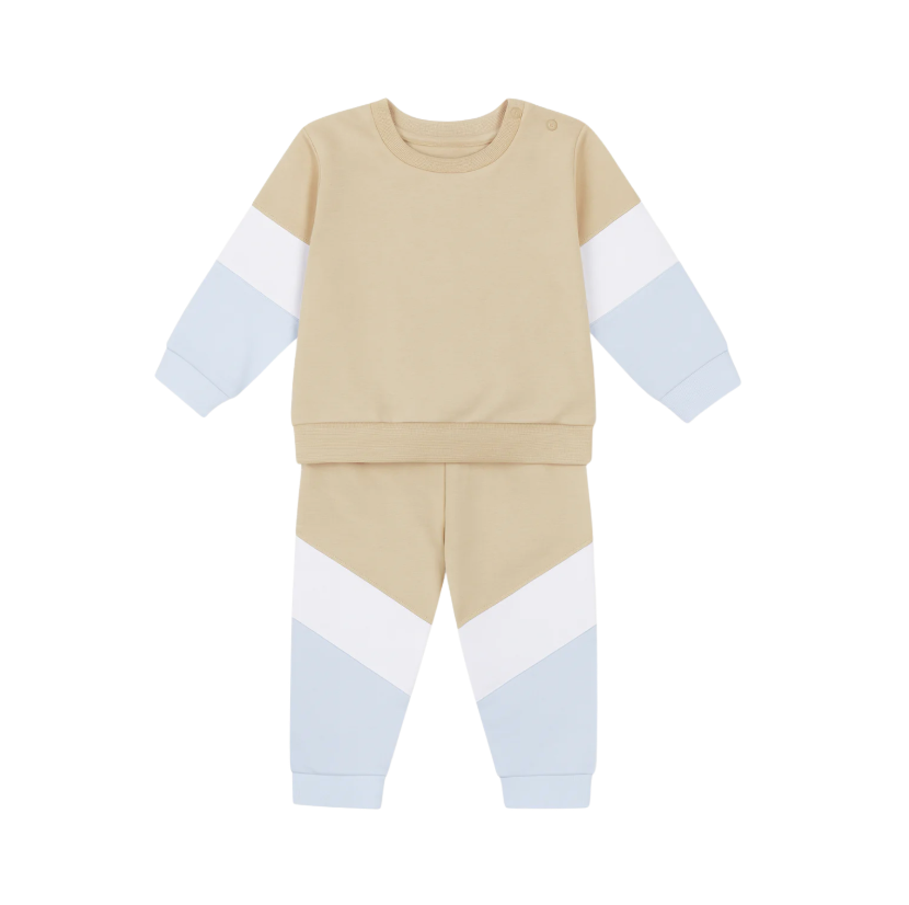 SS26 Deolinda Beige Pale Blue & White Striped Tracksuit