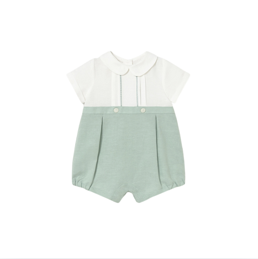 SS26 Mayoral Mint Green & White Collar Romper