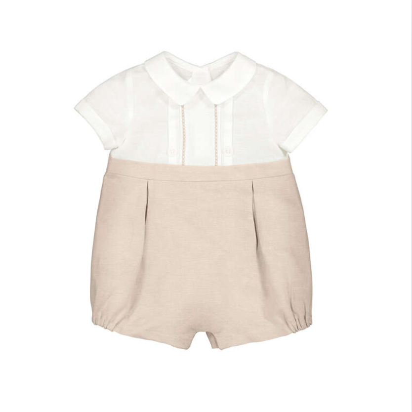 SS26 Mayoral Beige & White Collar Romper