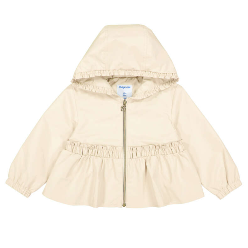 PREORDER SS26 Mayoral Cream Frill Hooded Windbreaker Jacket