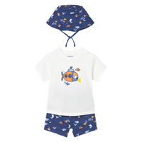 SS26 Mayoral Blue Submarine Shorts Set With Hat