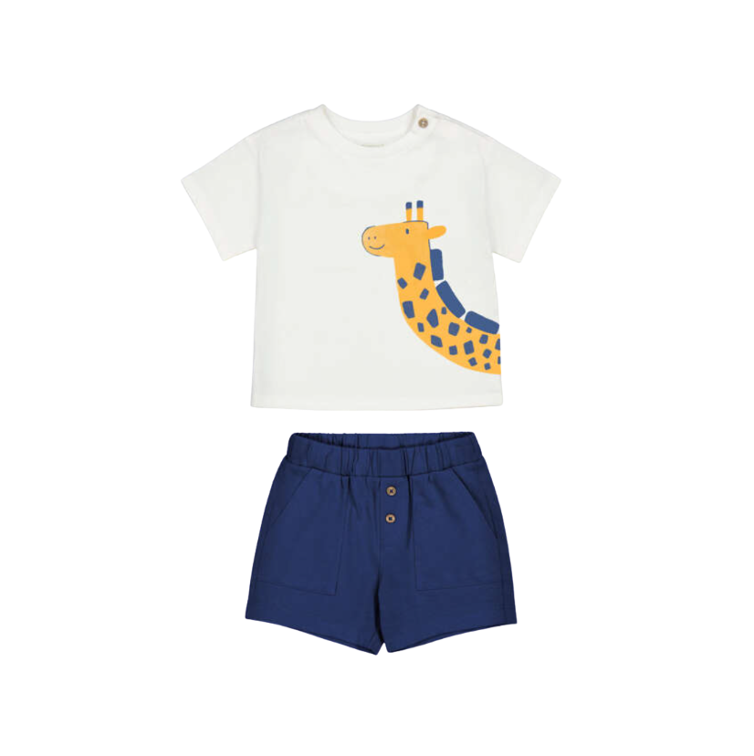 SS26 Mayoral Blue Giraffe Shorts Set