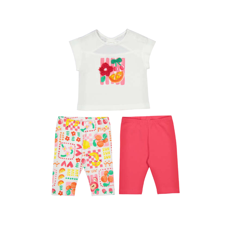 SS26 Mayoral Pink Fruit Three Piece Leggings Set
