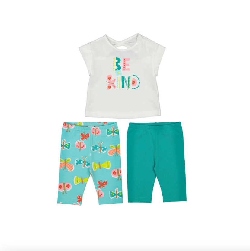 SS26 Mayoral Green Butterfly Three Piece Leggings Set