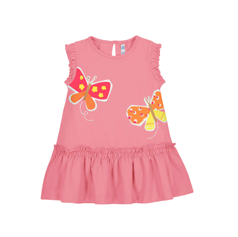 SS26 Mayoral Pink Butterfly Frill Dress