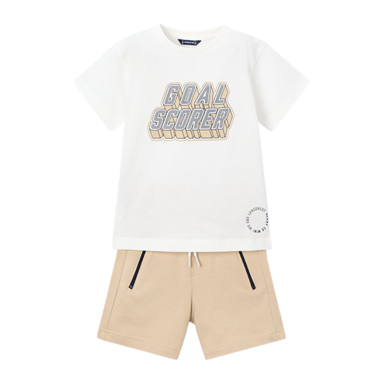 SS26 Mayoral Beige 'Goal Scorer' Shorts Set