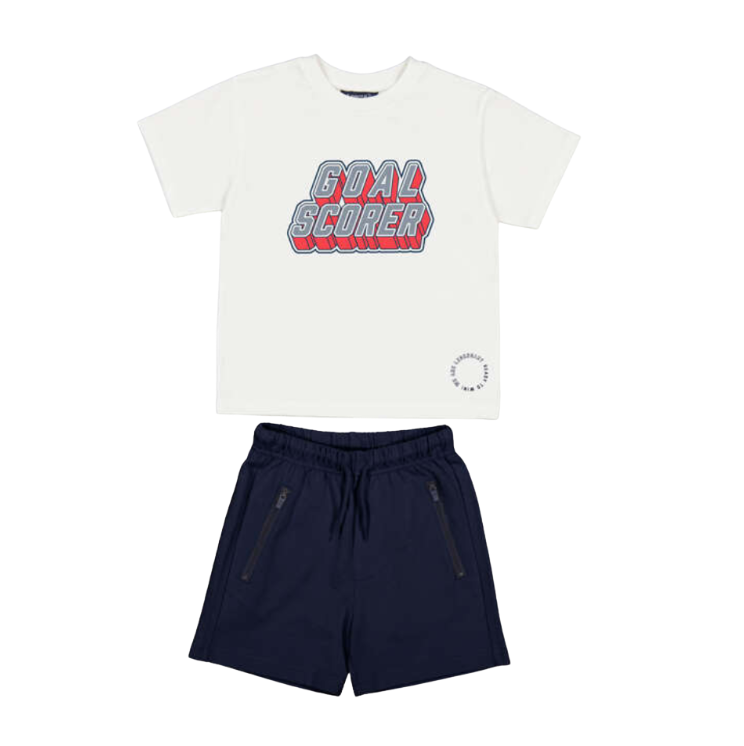 SS26 Mayoral Navy & Red 'Goal Scorer' Shorts Set