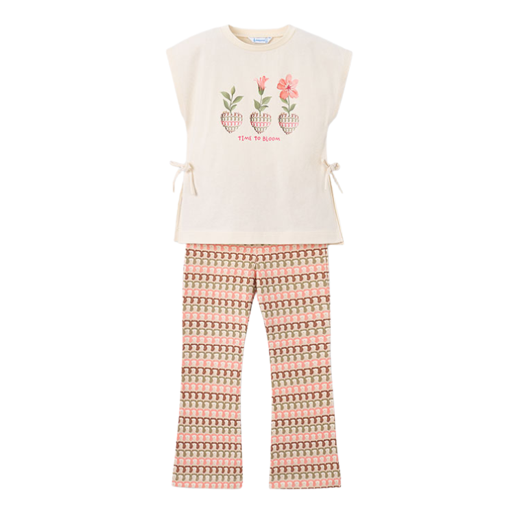 SS26 Mayoral Orange Multicoloured 'Time To Bloom' Flares Set