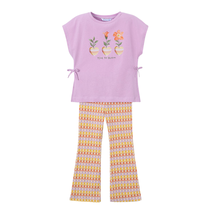 SS26 Mayoral Purple Multicoloured 'Time To Bloom' Flares Set