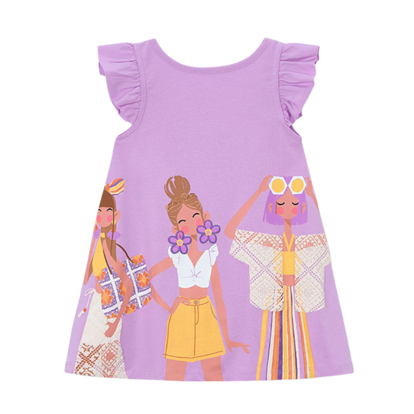 SS26 Mayoral Purple Three Girls Frill Dress