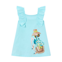 SS26 Mayoral Blue Beach Girl Frill Dress