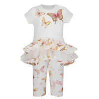 PREORDER SS26 Daga White Gold & Pink Triple Butterfly Tulle Leggings Set