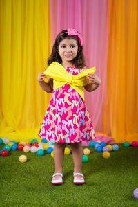 SS26 Agatha Ruiz De La Prada JNR Pink & Yellow Bows Dress