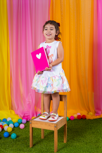 SS26 Agatha Ruiz De La Prada JNR White Multicoloured Bows Tie Dress