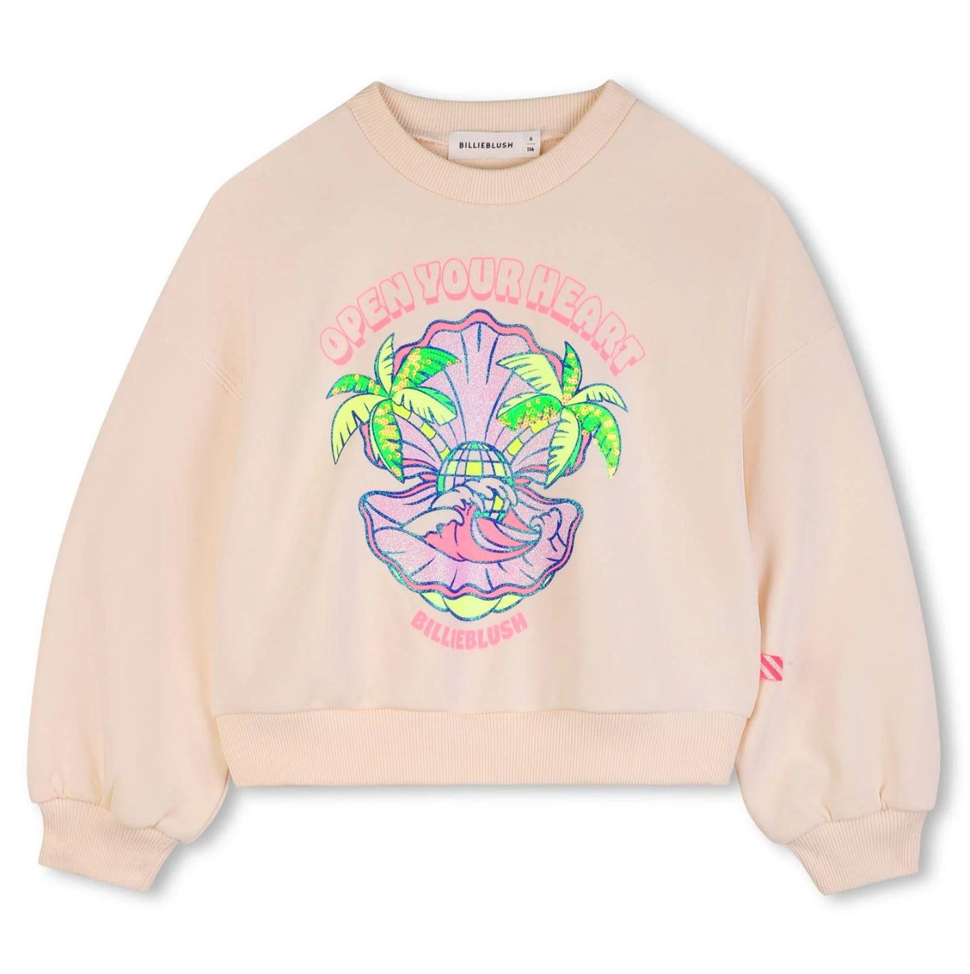 SS26 Billieblush Peach 'Open Your Heart' Shell Sweatshirt