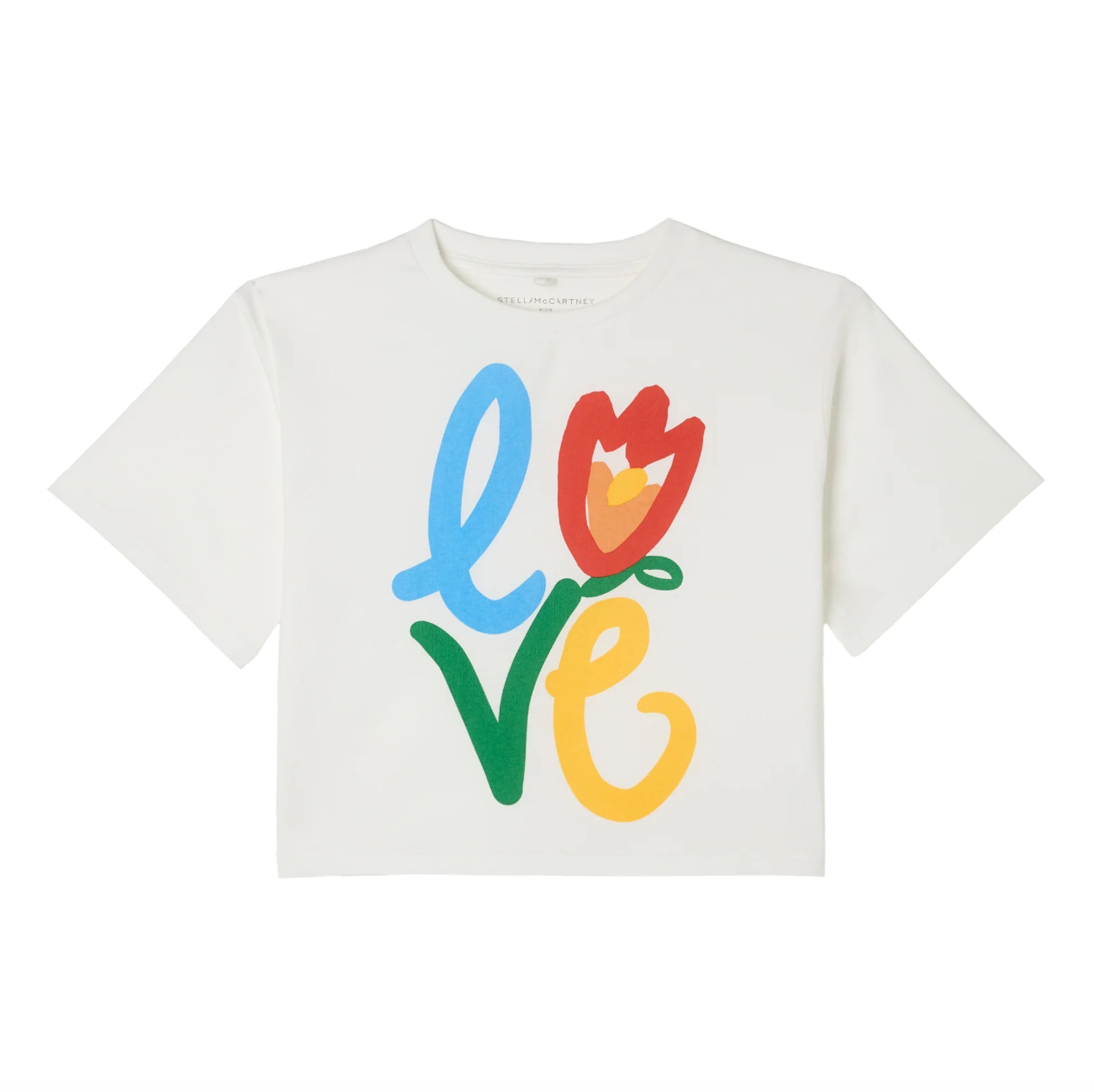 SS26 Stella McCartney Ivory 'Love' Flower T-Shirt