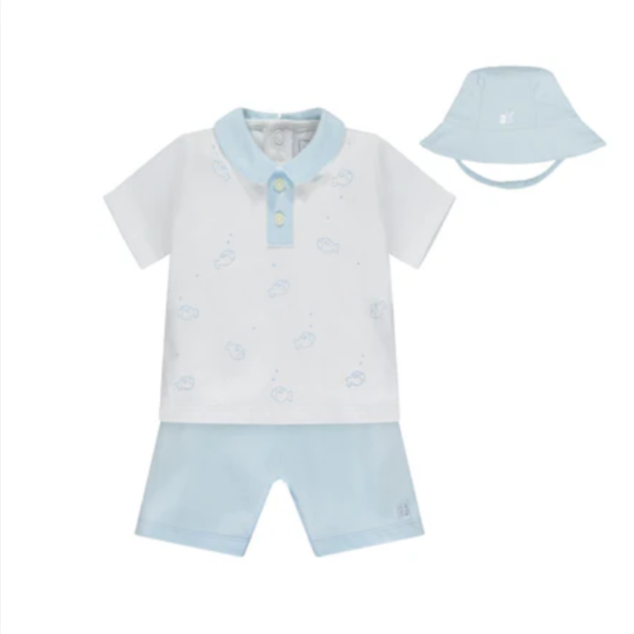Emile Et Rose Boys DEACON Blue Shorts Set With Hat