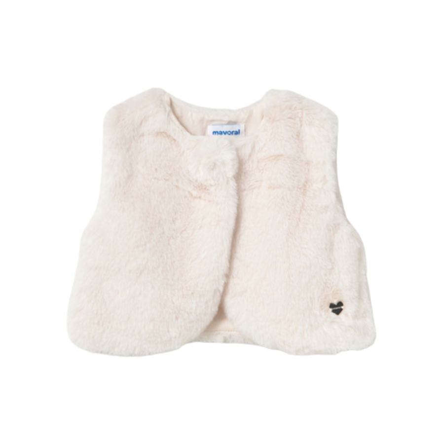 Mayoral Girls Beige Faux Fur Gilet