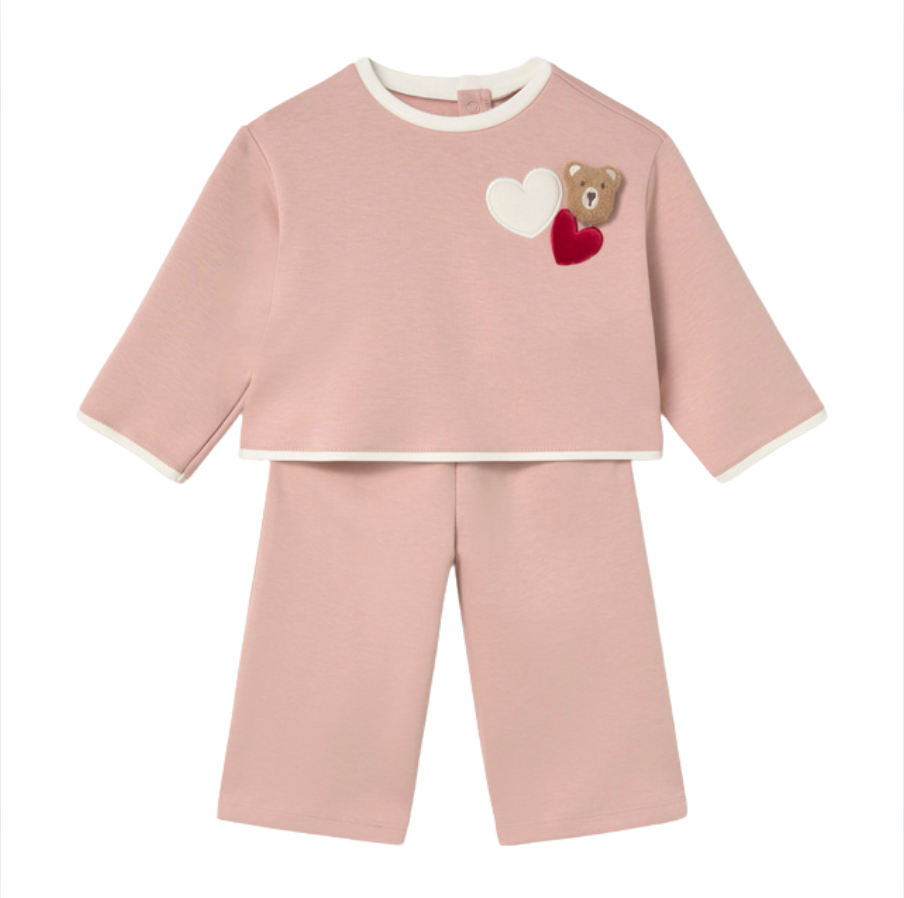 Mayoral Girls Pink Teddy Hearts Tracksuit