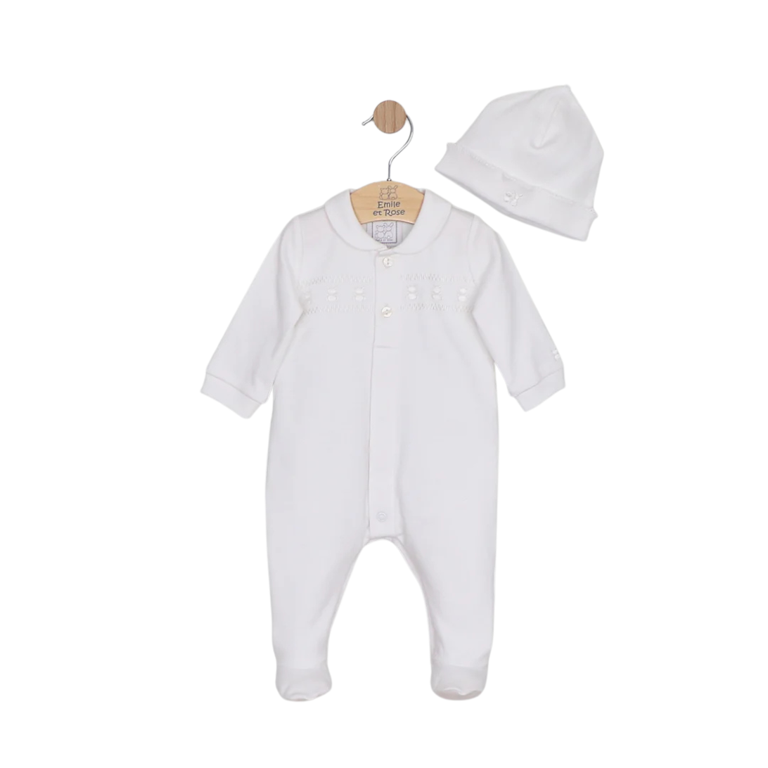 Emile Et Rose Unisex JESSE White Babygrow With Hat