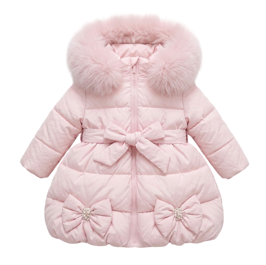 Bimbalo Girls Pink Puffball Fur Coat