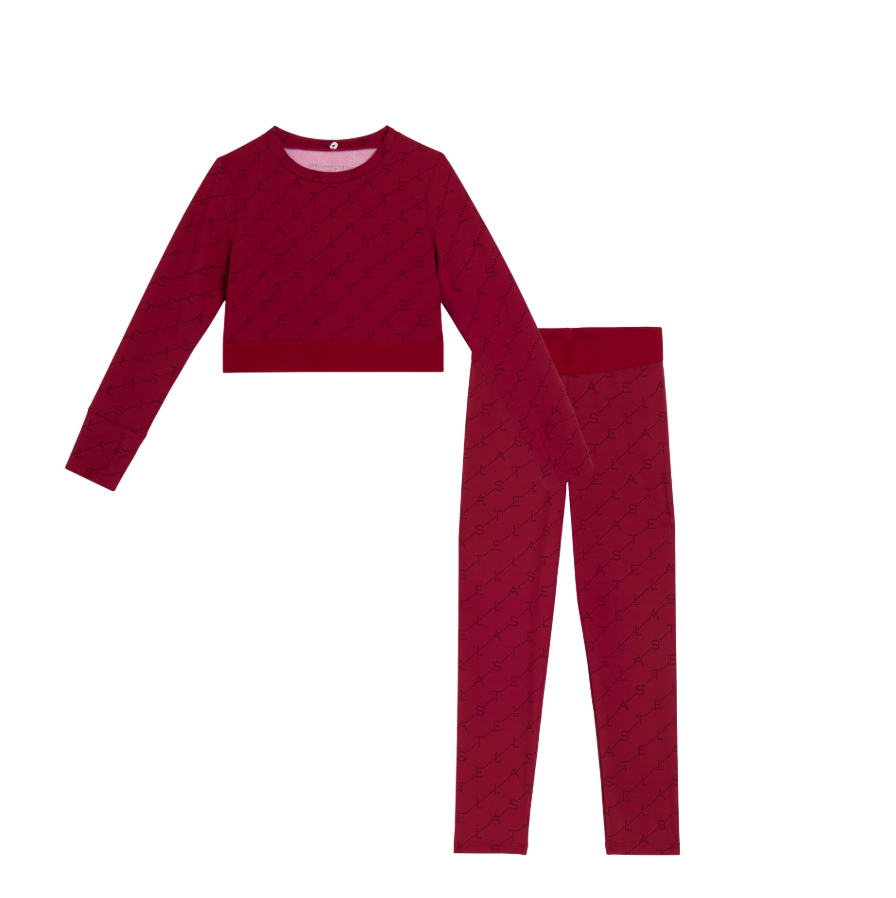 Stella McCartney Girls Burgundy Gym Leggings Set