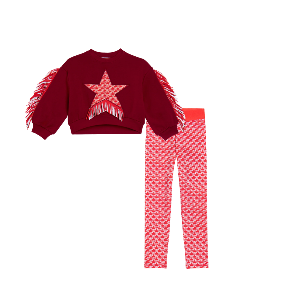 Stella McCartney Girls Red Fringe Leggings Set