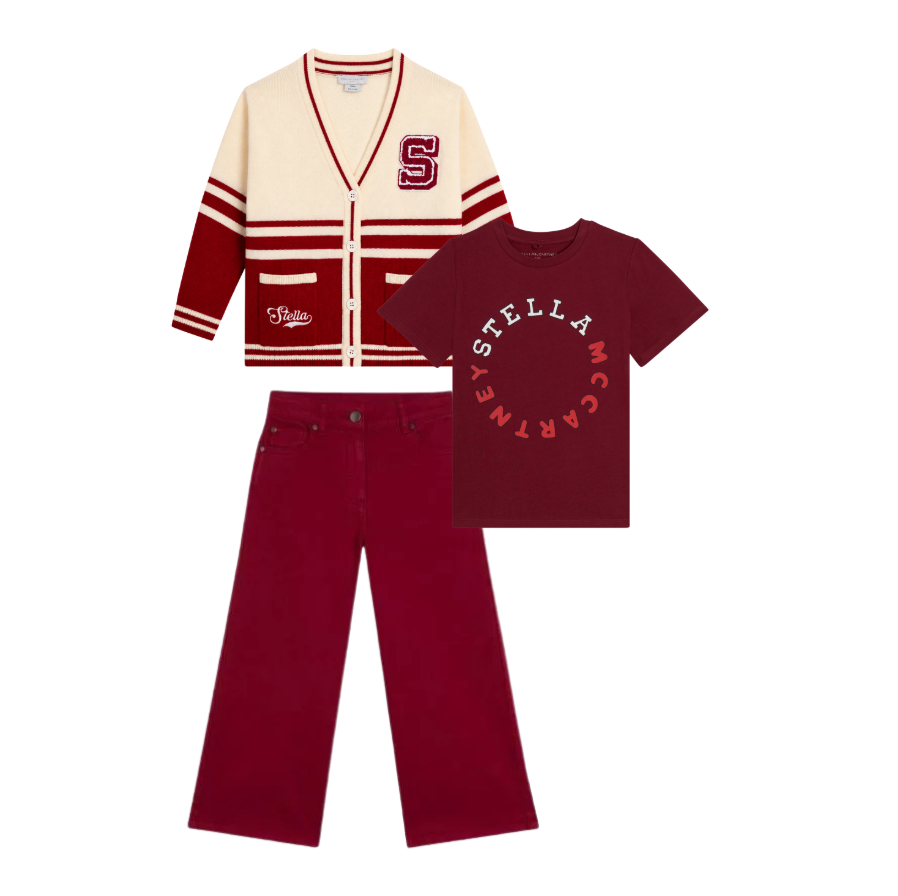 Stella McCartney Girls Burgundy Three Piece Set