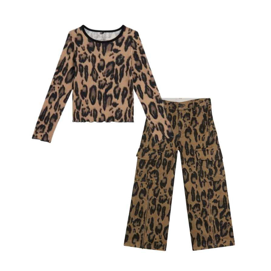 Stella McCartney Girls Brown Leopard Print Set