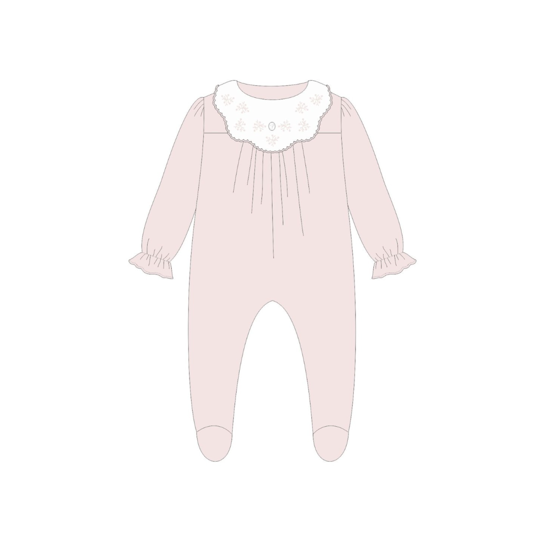 Patachou Girls Pink Velour Floral Embroidered Babygrow