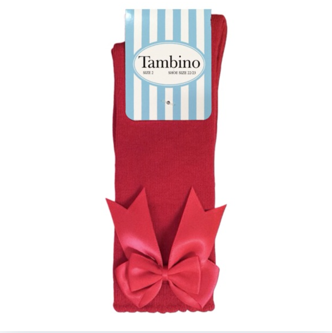 Tambino Red Knee High Bow Socks