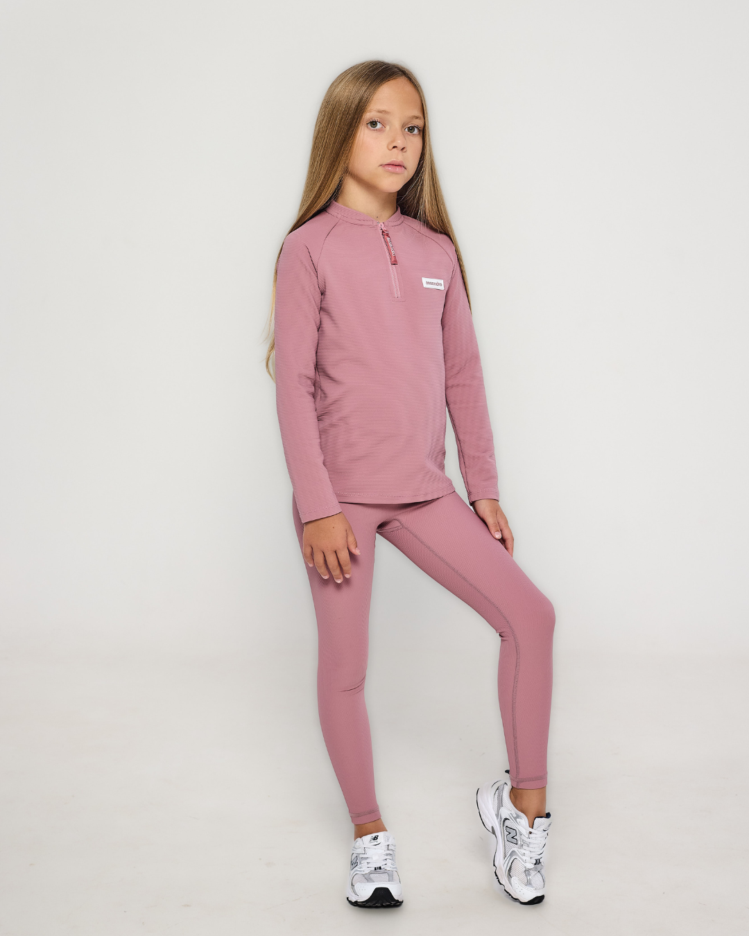 AW25 Ansandro Winter Rose Pink Ribbed Long Sleeve Leggings Set