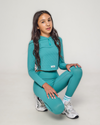 AW25 Ansandro Midnight Teal Ribbed Long Sleeve Leggings Set