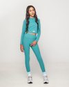 AW25 Ansandro Midnight Teal Ribbed Long Sleeve Leggings Set