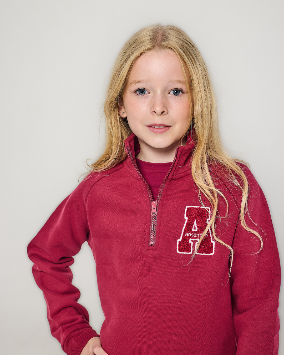 AW25 Ansandro Cherry Red Funnel Neck Sweatshirt