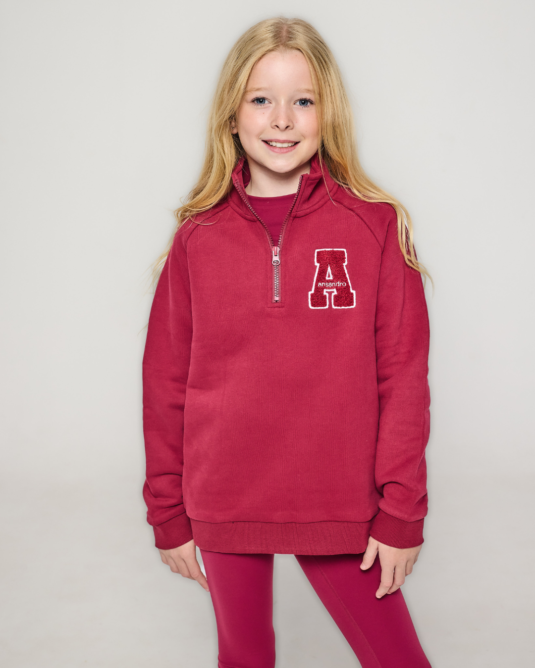 AW25 Ansandro Cherry Red Funnel Neck Sweatshirt