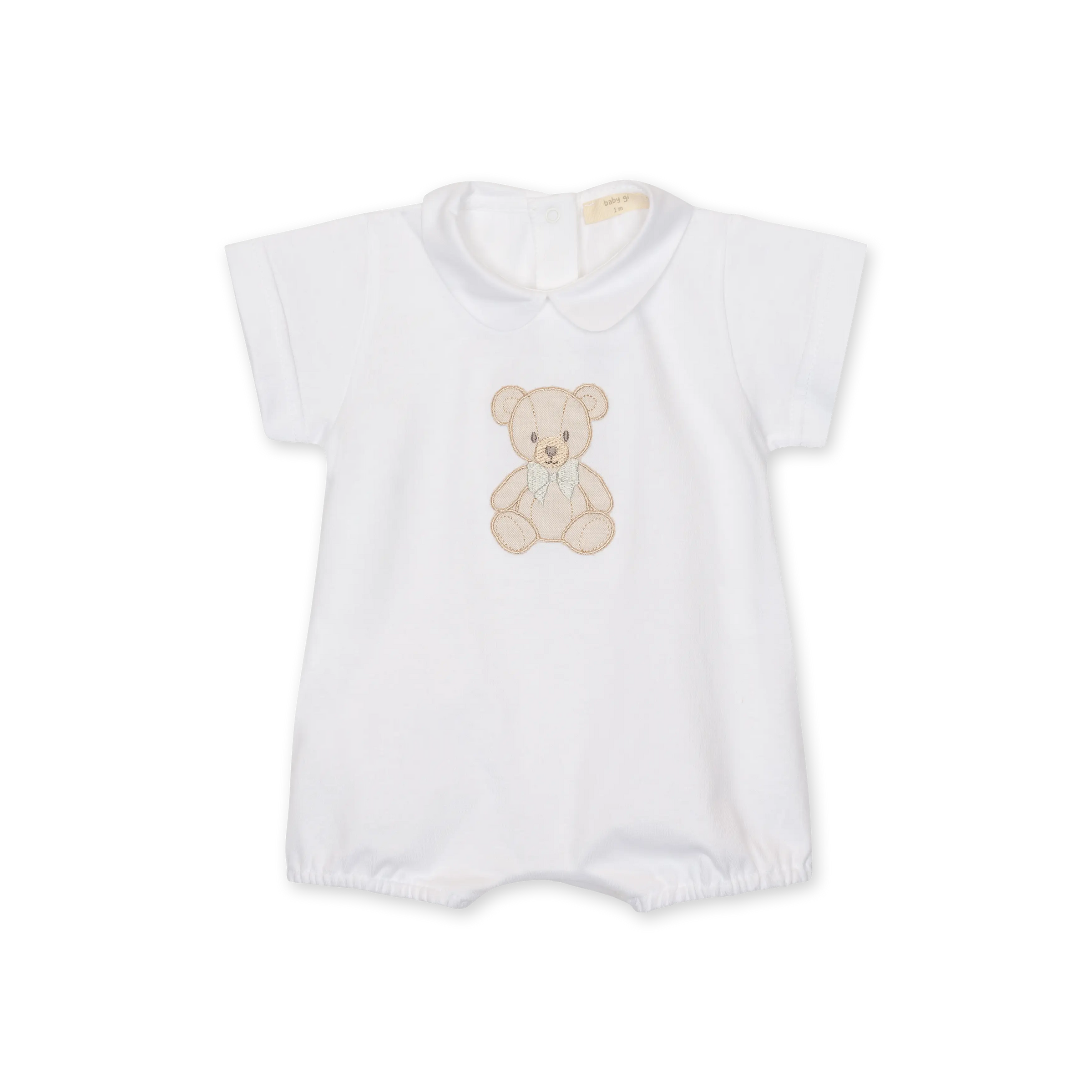 Baby Gi White Cotton Teddy & Me Romper