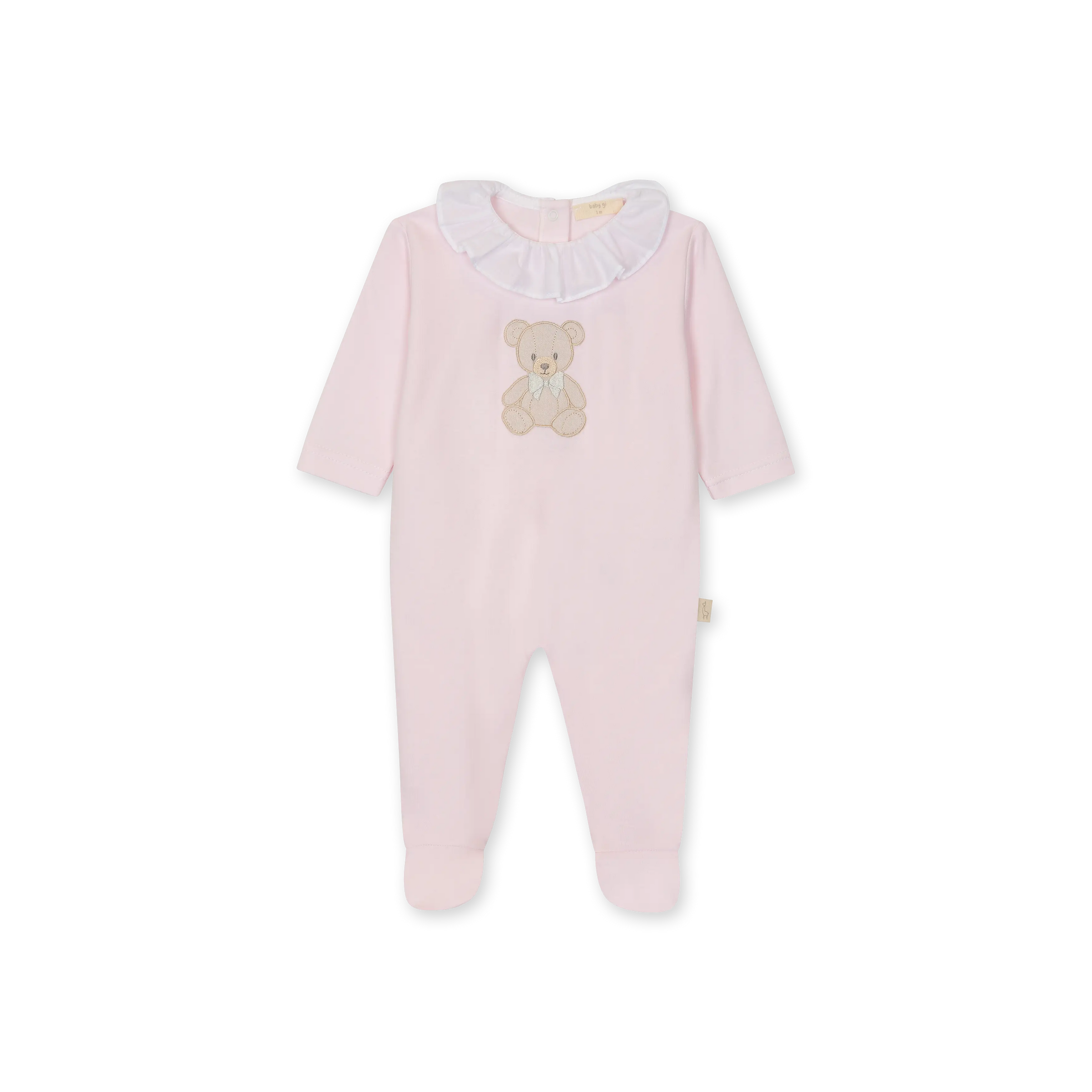 Baby Gi Pale Pink Cotton Teddy & Me Frill Babygrow