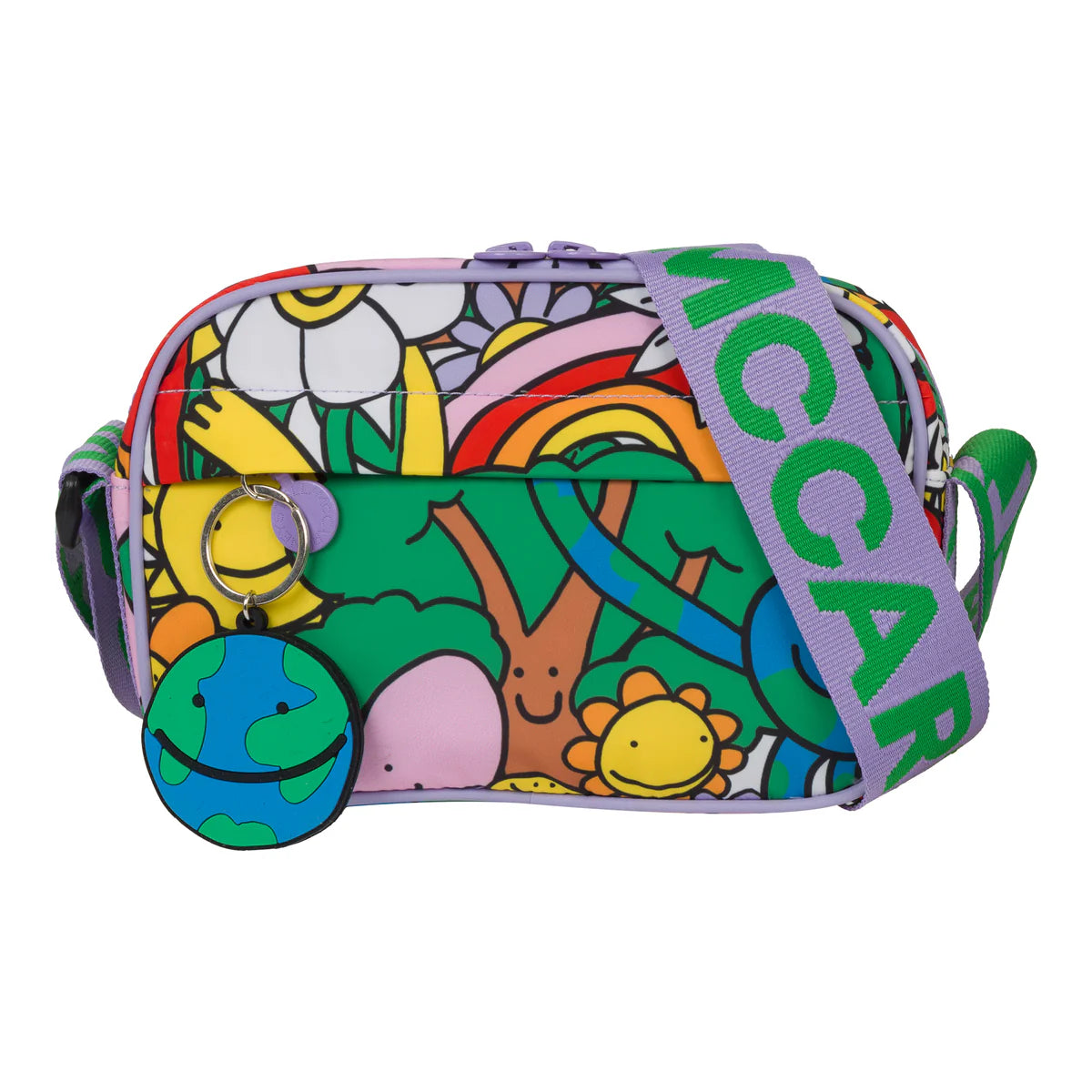 AW25 Stella McCartney Purple & Green Printed Logo Shoulder Bag