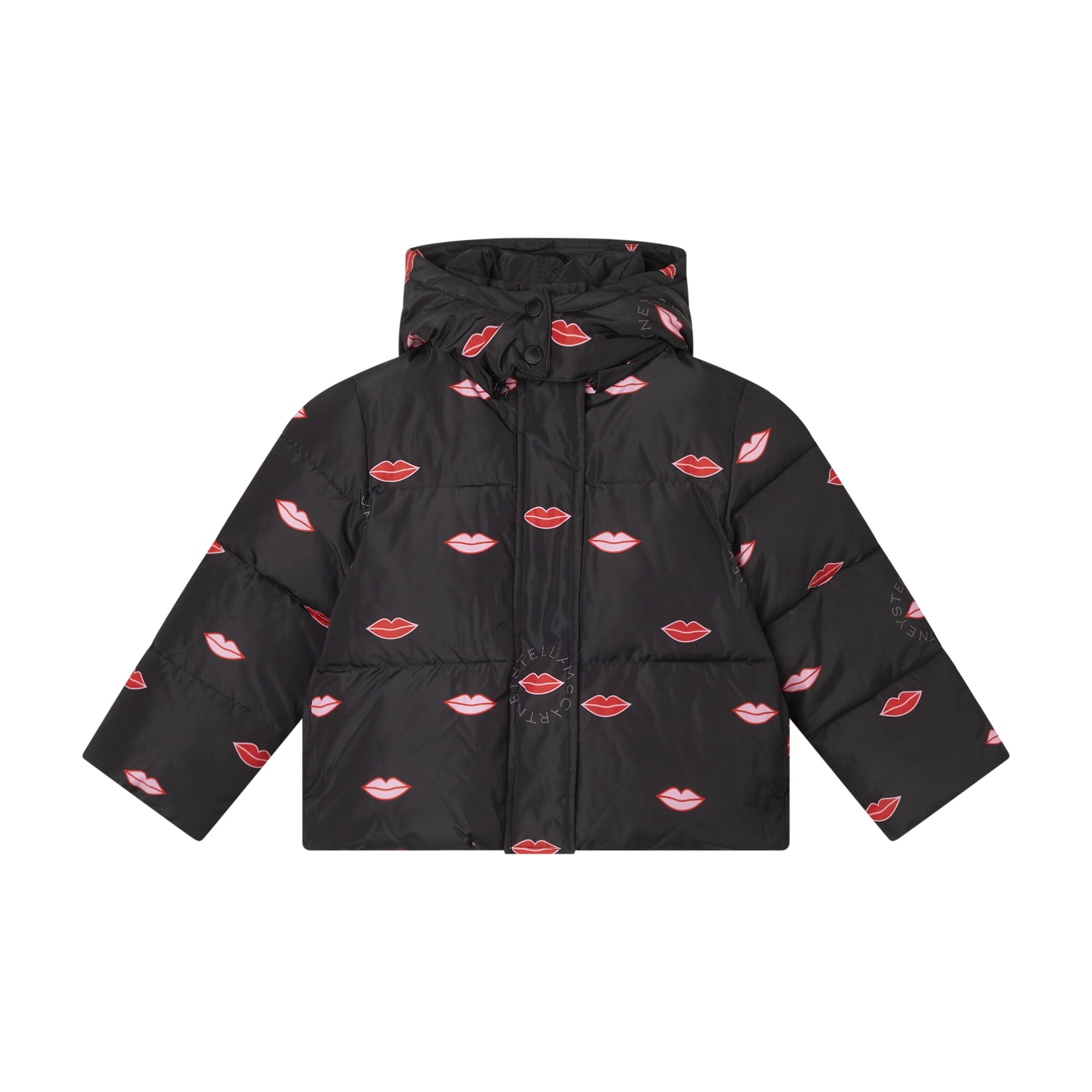 PREORDER AW25 Stella McCartney Black Red & Pink Lips Logo Coat