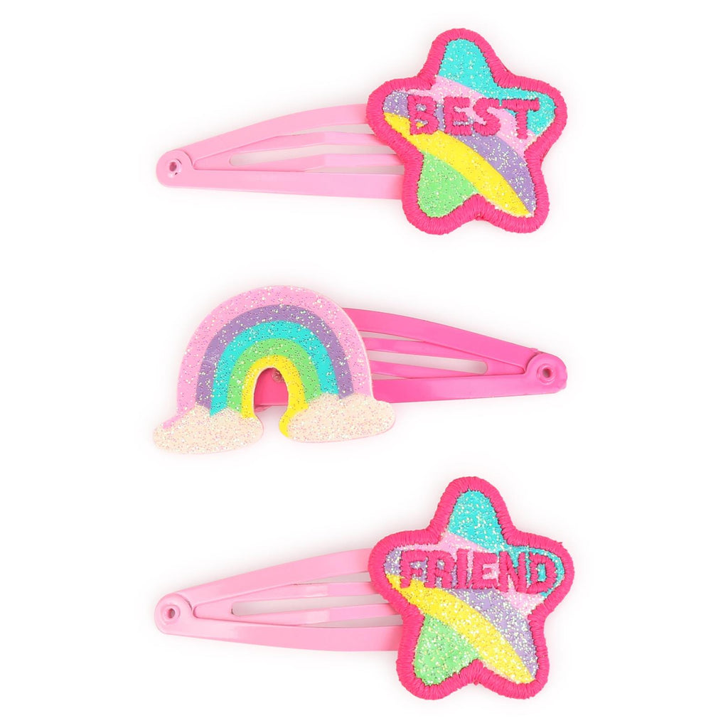 AW23 Billieblush Multicoloured Pink & Yellow 'Best Friend' Rainbow & Stars Hair Clips
